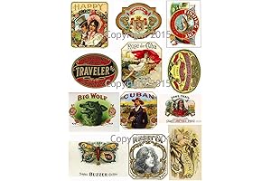 Vintage Victorian Cigar Labels Collage Sheet for Decoupage