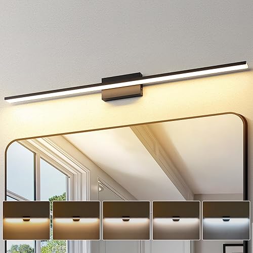 Miniatura 21 de JUSHENG Luces de tocador de níquel cepillado para luminarias de baño 5CCT regulable barra de luz de tocador LED iluminación de baño sobre espejo