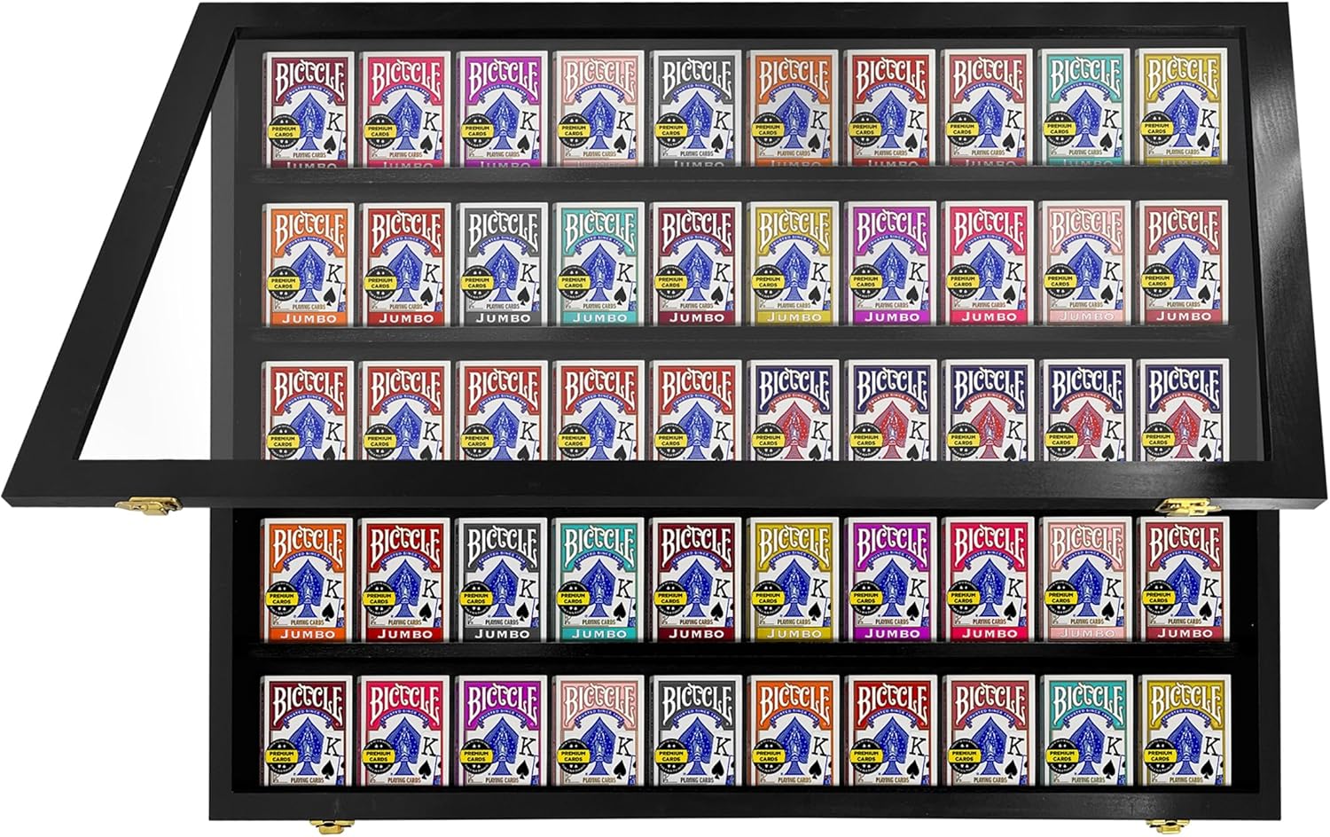 PENNZONI Card Deck Display Case - Holds 50 Playing Cards, Trading Card Display, Acrylic Wall Display Case, Playing Card Case for Cards | 4.5" Tall