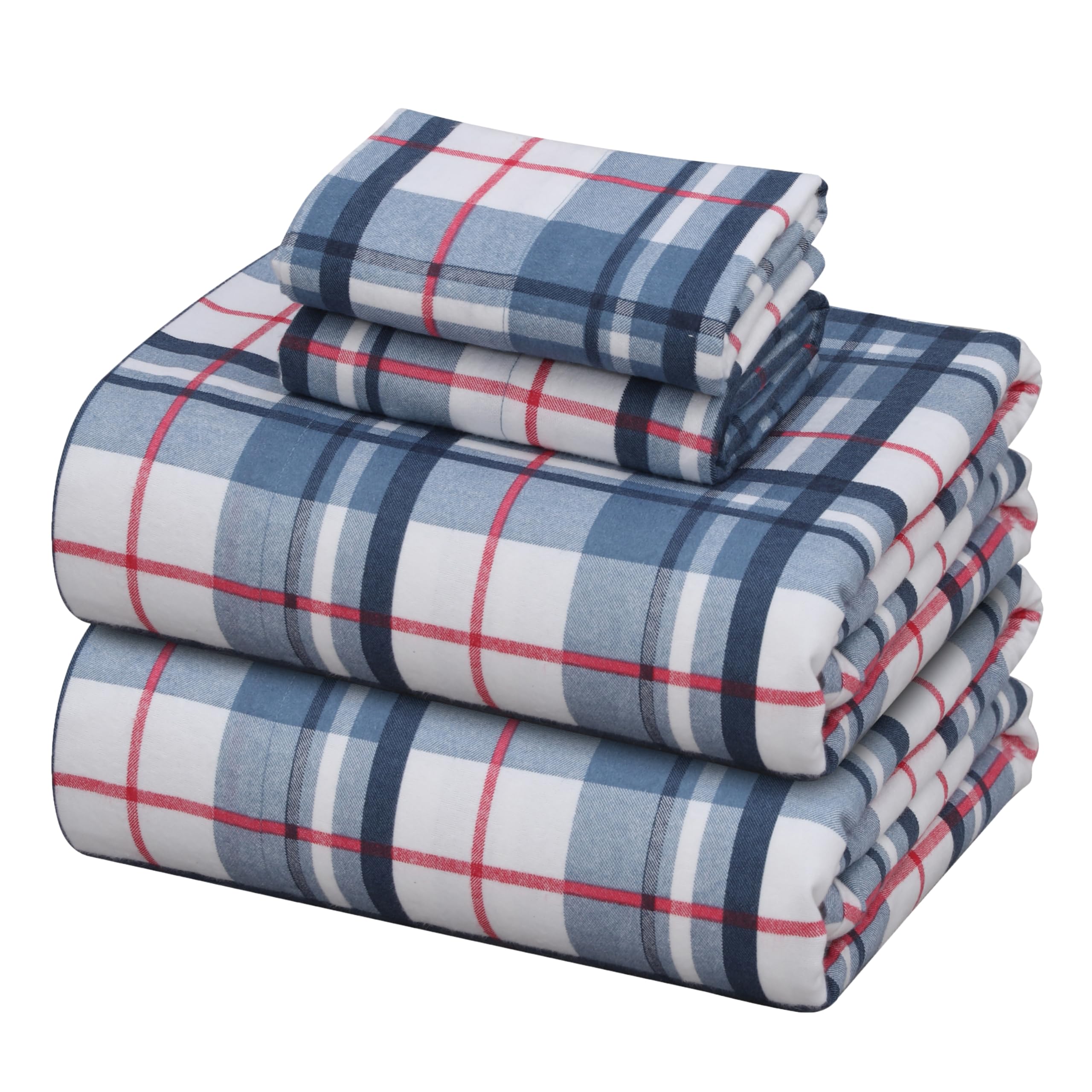 ZOYER Flannel Sheets King Size - 100% Cotton Double Brushed King Size Sheets Set - Deep Pockets 16 Inches Bed Sheets - All Seasons Breathable & Extra