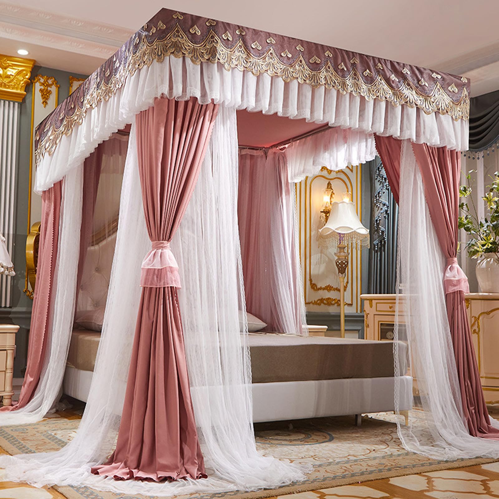 Mosquitera Princess Wind para dormitorio elegante con dosel de doble capa