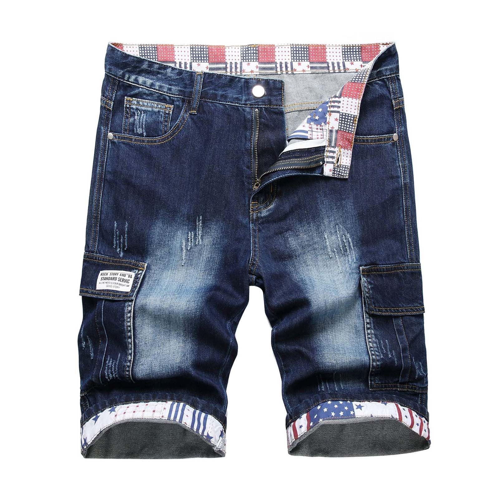 NUSGEAR Pantalones Cortos Vaquero Hombre Verano Moda Jeans Casual Talla grande Pantalones Corto Short Roto Deporte Jogging Retro Pantalon Fitness Chandal Hombre Pantalones de Trekking Playa 2024