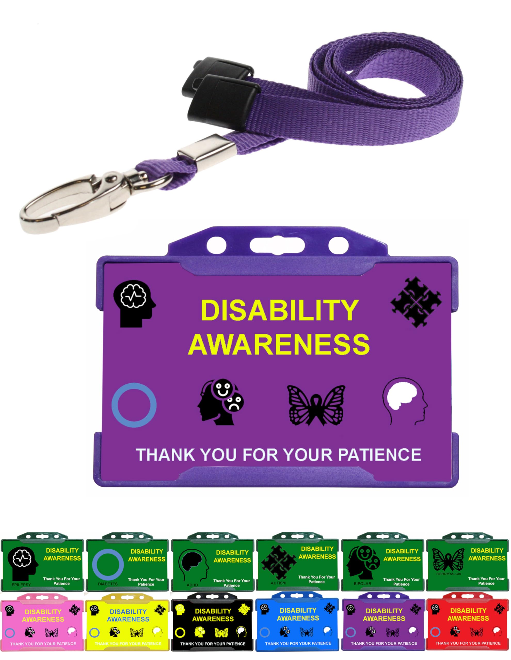 Quantum Leap Disability Awareness Card Purple for General use Hidden Disability Card Displaying Your Hidden Disability Discreetly with Card Holder & Lanyard