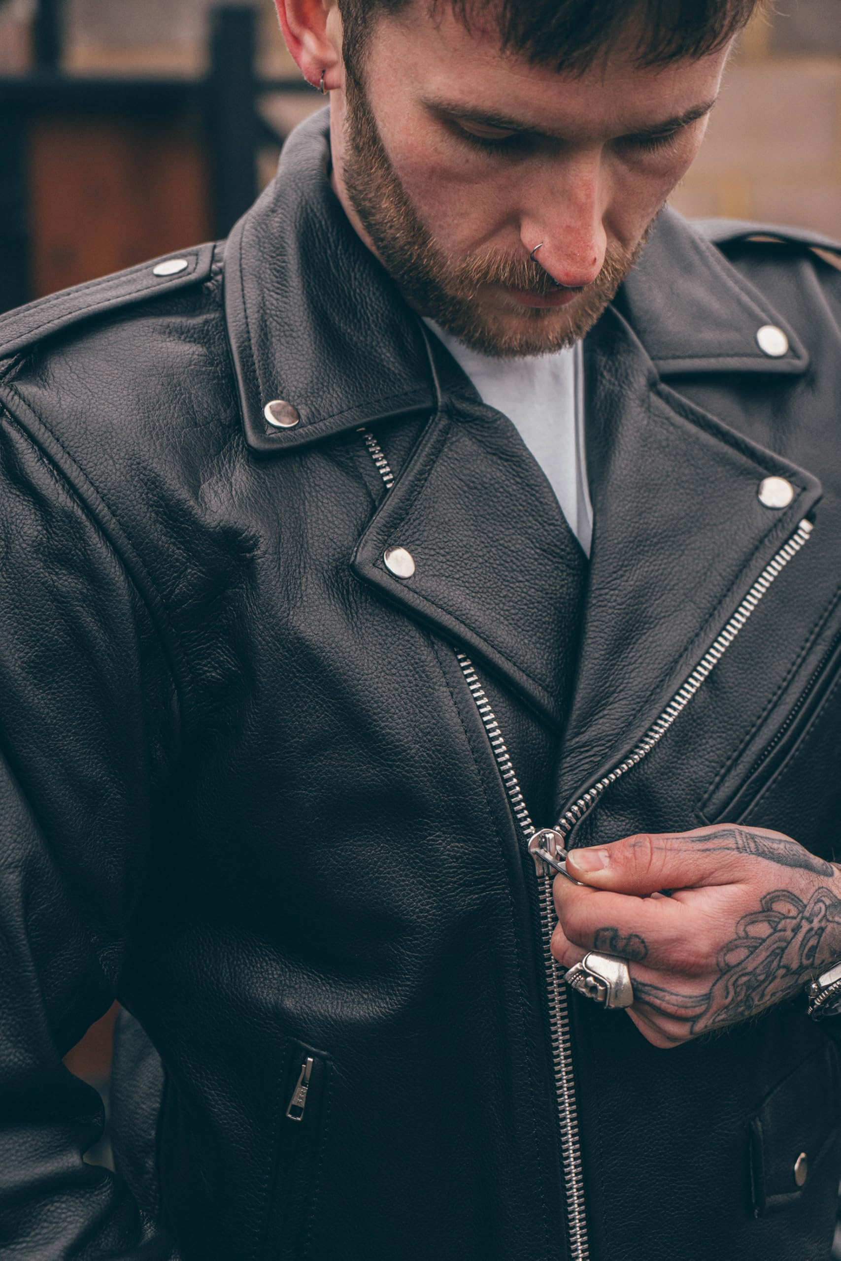 Texpeed Veste moto cuir homme homologué avec protections - Perfect Marlon Brando rétro Chopper blouson - Avec protection véritable biker CE armor (EN 1621-1) Noir - 6XL