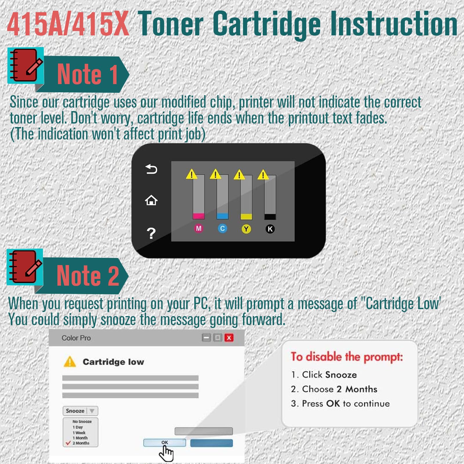 (Z Chip 415A Toner Cartridge do HP 415X Toner W2030A W2031A W2032A W2033A Kompatybilny z HP Color LaserJet Pro MFP M479fdw M479dw M479fdn M454dw M454 M454dn Czarny Wielobarwna
