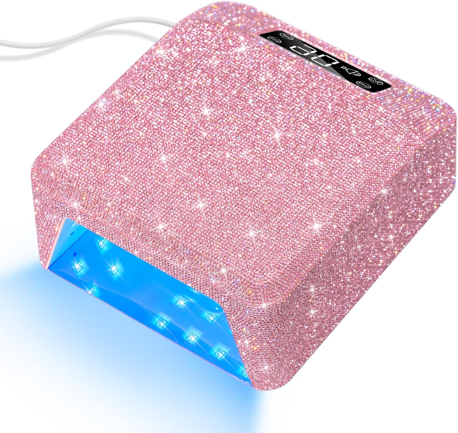 UV Light for Gel Nails, CHRISTINE SHELLY UV LED Nail Lamp 96W Nail Dryer Sparkly Gel Polish Light 4 Timer Setting Professional Quick Dry Curing Lamp with Display Auto Sensor for Salon & Home, Pink