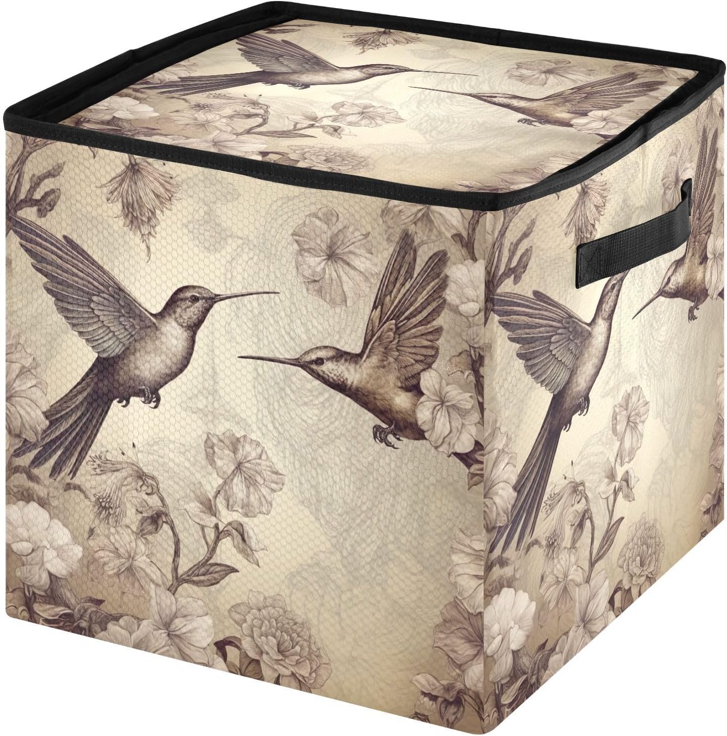Hummingbirds 13 Inch Christmas Ornament Storage Box with Lid - Holiday Decor Storage Containers, Stores 64 Ornaments, 3 Inch Cube Compartments