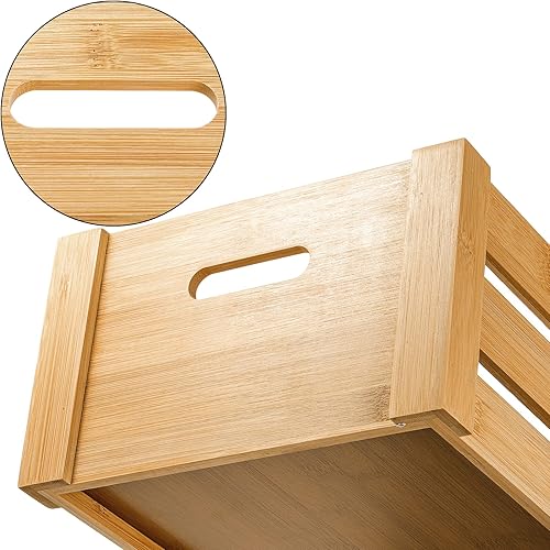 Miniatura 3 de Lawei Juego de 3 cajas de bambú con asas, caja de almacenamiento decorativa rústica, caja de almacenamiento para exhibición, cestas de bambú de