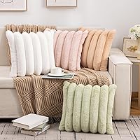 Vista 5 de Juego de 2 fundas de almohada de 18 x 18 pulgadas, almohadas para sala de estar, almohadas para cama de piel sintética