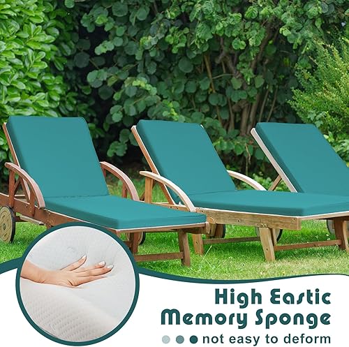 Miniatura 4 de Bucherry 2 cojines impermeables para tumbona de 72 x 21 x 3 pulgadas, cojines para asiento al aire libre, sillón, sillón, sofá, jardín, piscina,