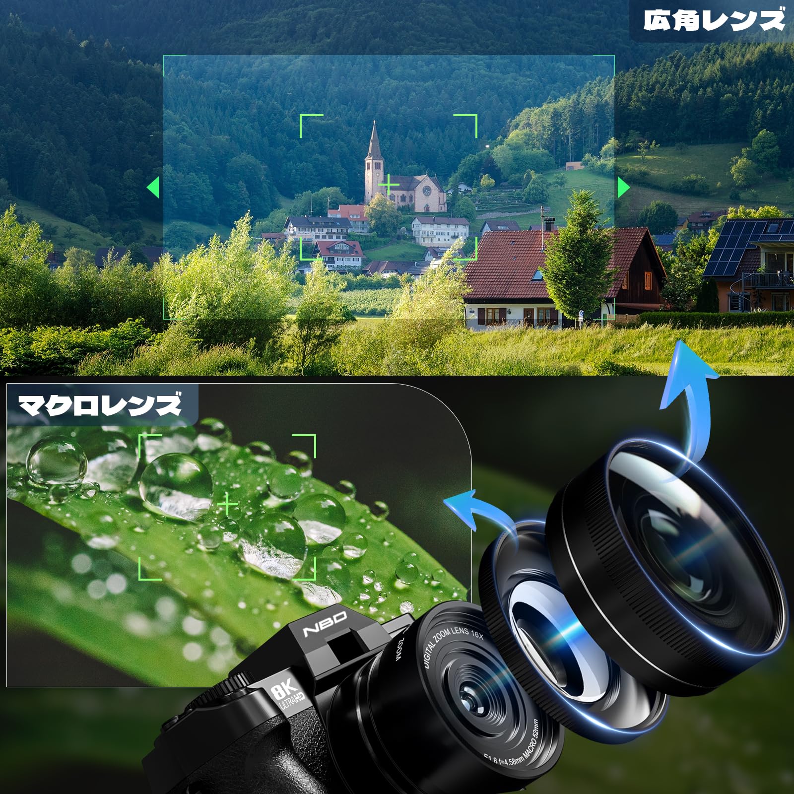 Amazon | NBD 8Kデジタルカメラ 6400万画素 オートフォーカス F1.8