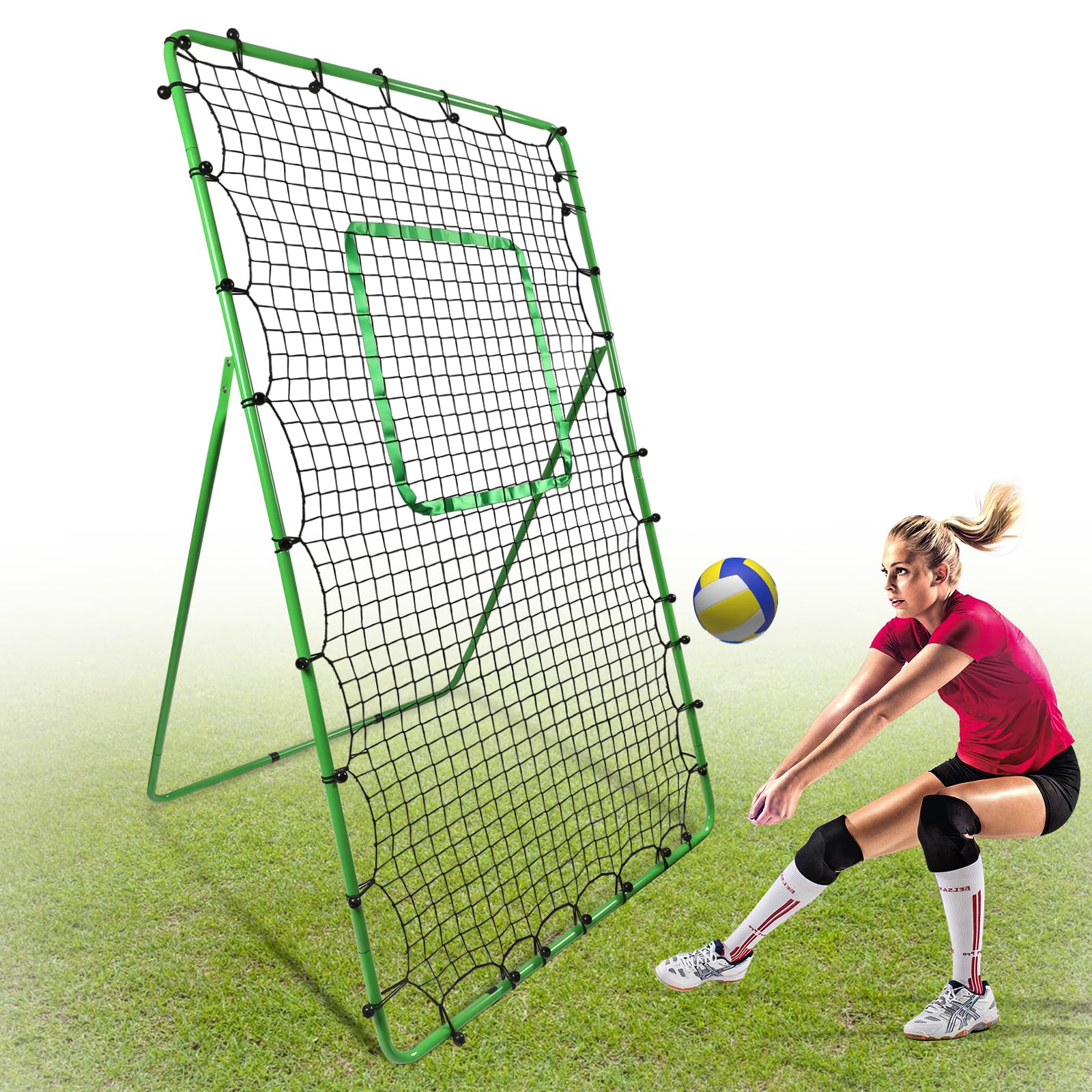 7x4 Ft Volleyball Rebounder Net - Adjustable Training Equipment With Travel Bag