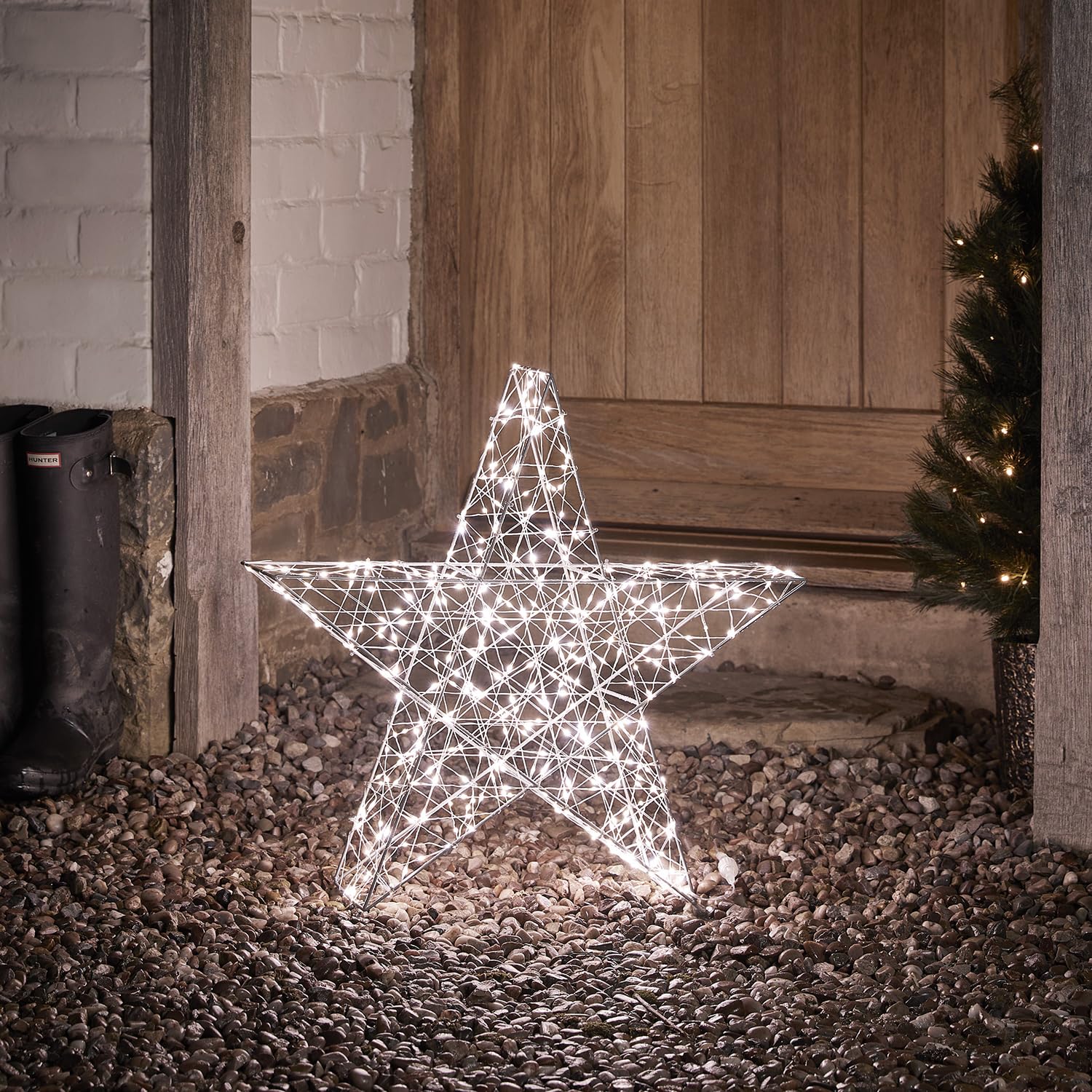 Lights4fun 60cm 3-in-1 LED Stern Figur Timer Weihnachtsbeleuchtung Außen und Innen
