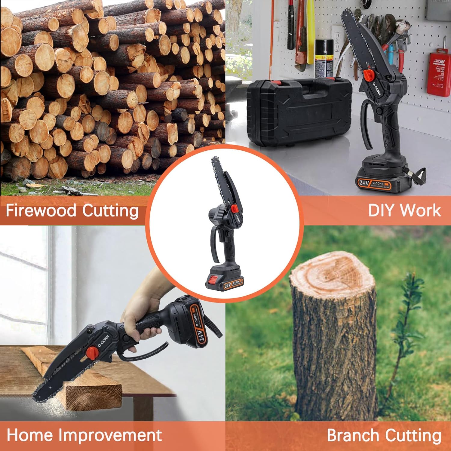 O-CONN Mini Chainsaw Chain, 6-Inch Replacement Guide Saw Chain for 6 inch Mini Cordless Electric Portable Battery Powered Handheld Chainsaw (4 Pieces, 37 Drive Links) : Patio, Lawn & Garden