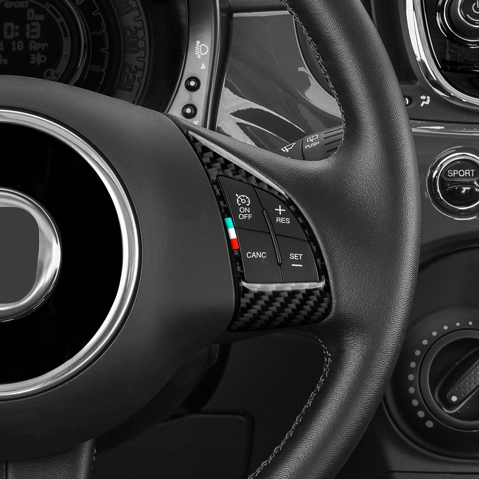 2 Pezzi Coprisedile Auto Adesivi per Volante in Fibra di Carbonio Compatibili con FIAT 500/500C (2007-2015)/500e (2009-2019) /Bravo/Grande Punto/Punto Evo/Punto Accessori