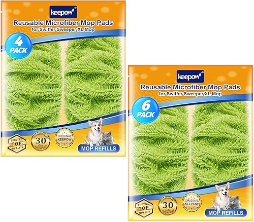 KEEPOW Almohadillas reutilizables para trapeador XL compatibles con Swiffer XL Sweeper, paños de barrido secos XL, paños húmedos de microfibra