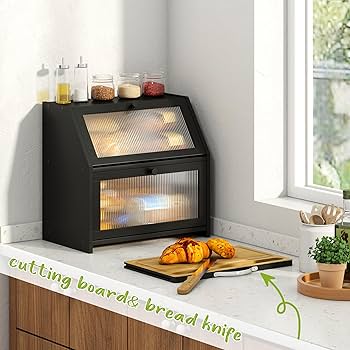 BREAD BIN 2個 Amazon.com: BMOSU Double Bread Box with Cutting Board