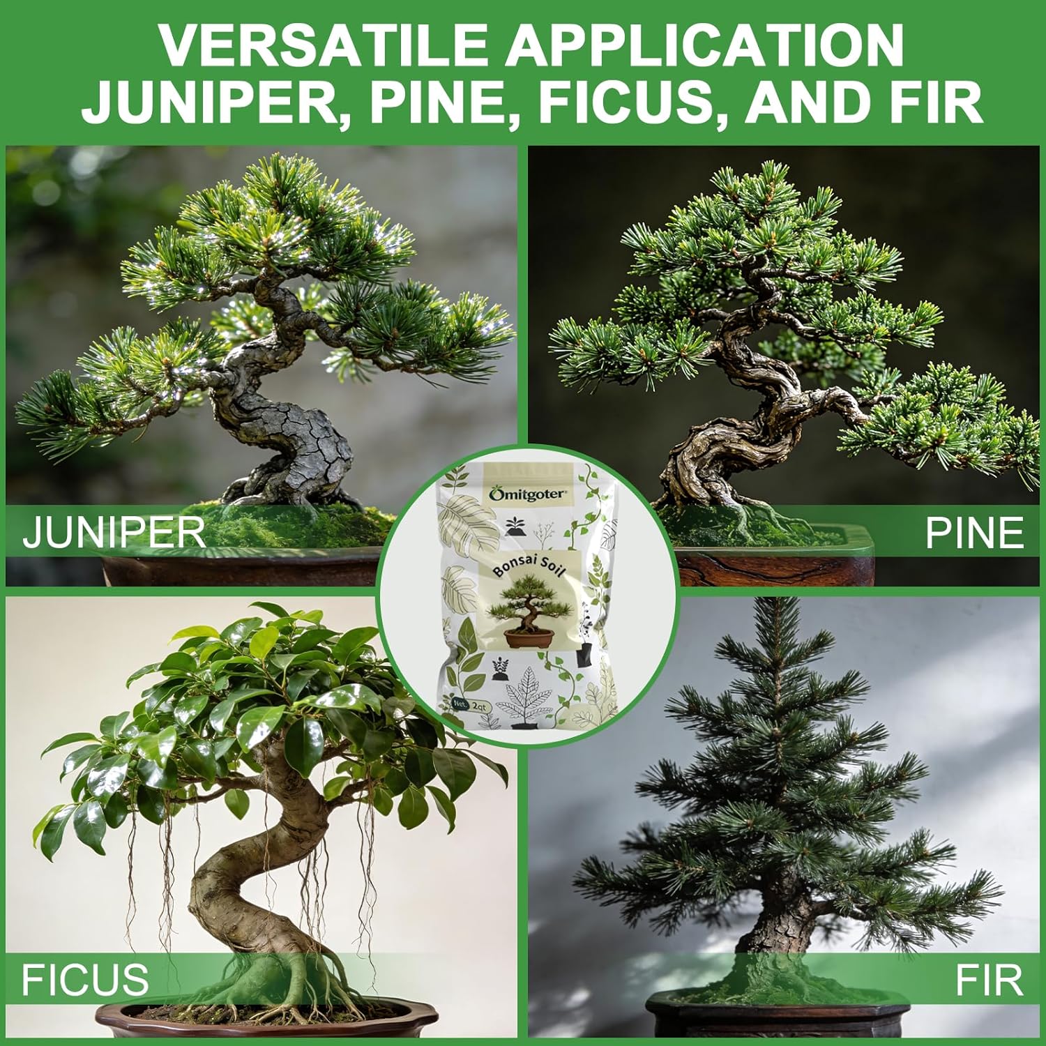 Premium Bonsai Soil Mix for Pine Trees 10qt，Breathable and Drainage Formula| Ideal for Bonsai Pots and Repotting