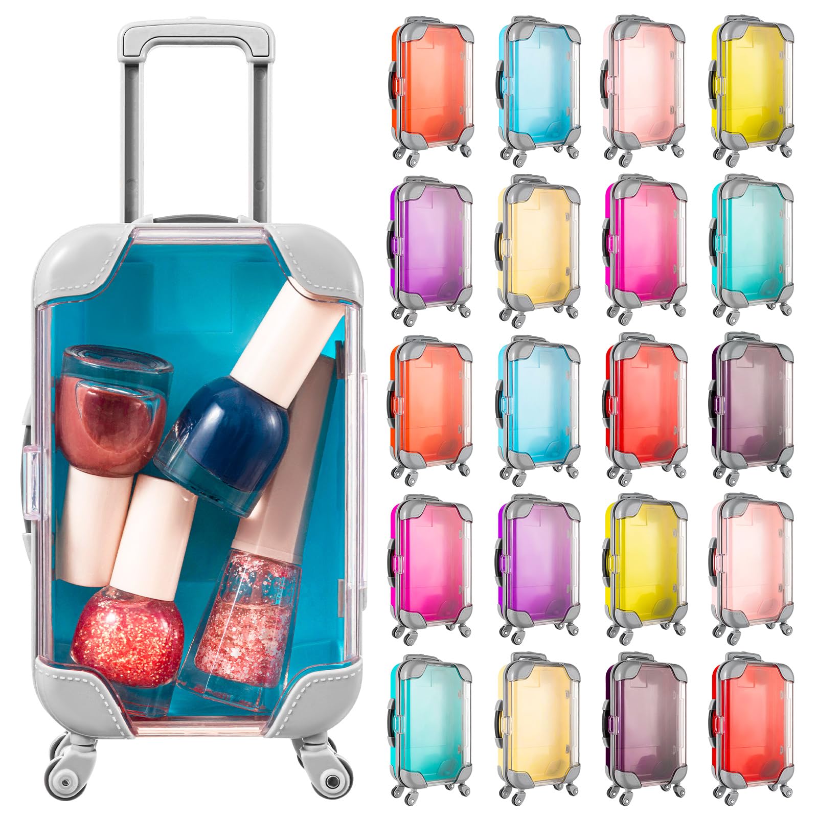 Mini Suitcase Party Favor Box 8.66 x 3.54 x 1.77 Inches Plastic Mini Luggage Party Favor Box, 20 Pcs Cute Doll Suitcase for Birthday Wedding Travel