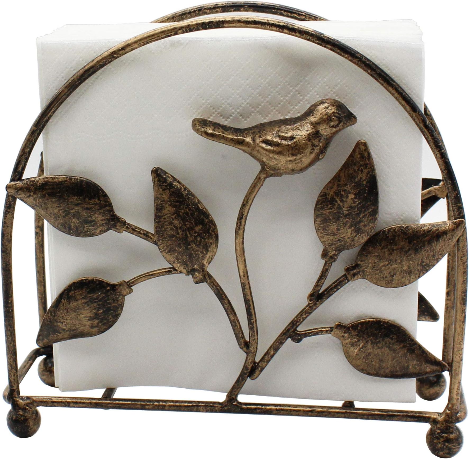 Cast Iron Bird & Tree Classic Napkin Holder/Tabletop Freestanding Tissue Dispenser, Bronze