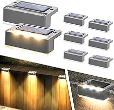 Solpex 8 Solar Lights Outdoor, Warm White Light, Waterproof Solar Lights, LED Lighting for Outdoor Stairs, Steps, Fences, Garden, Yard, Deck, Gutter, Decoration
