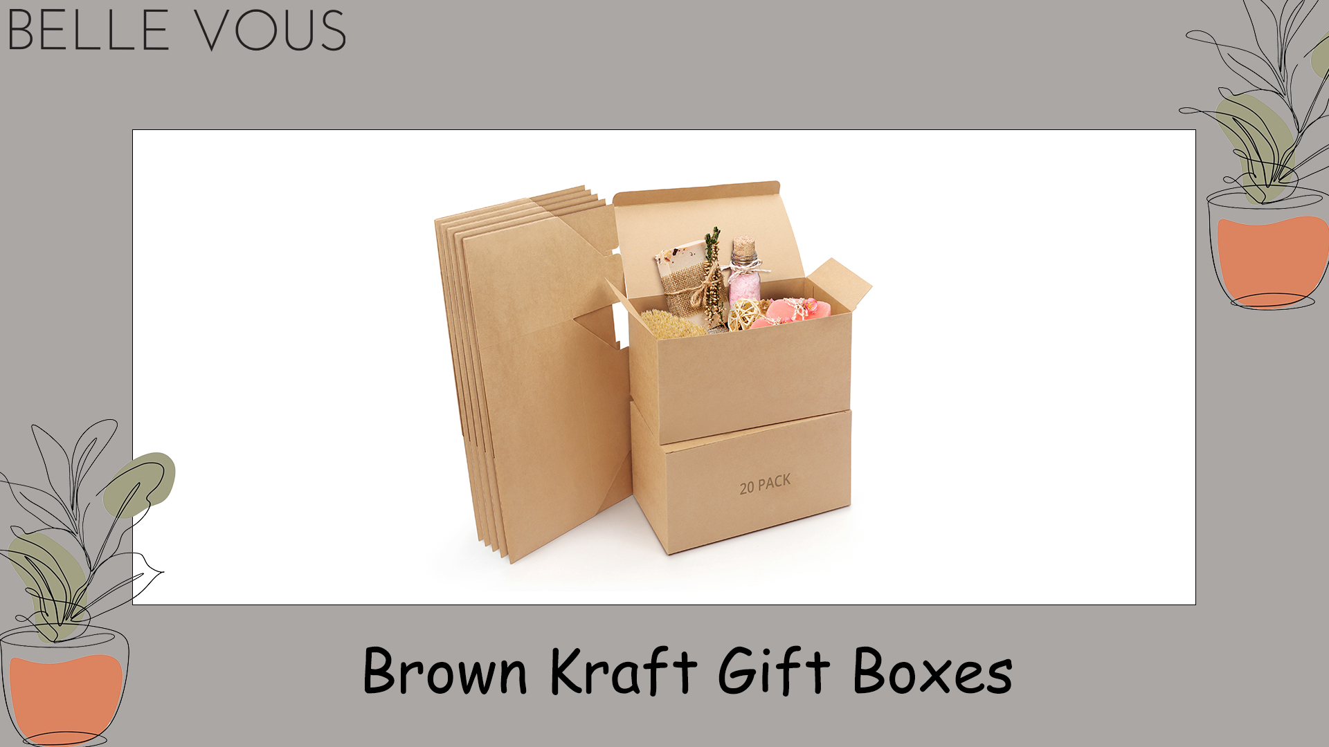 Boîtes Cadeau Kraft 23x11,5x11,5cm - Lot De 20 - Emballage Facile à Assembler