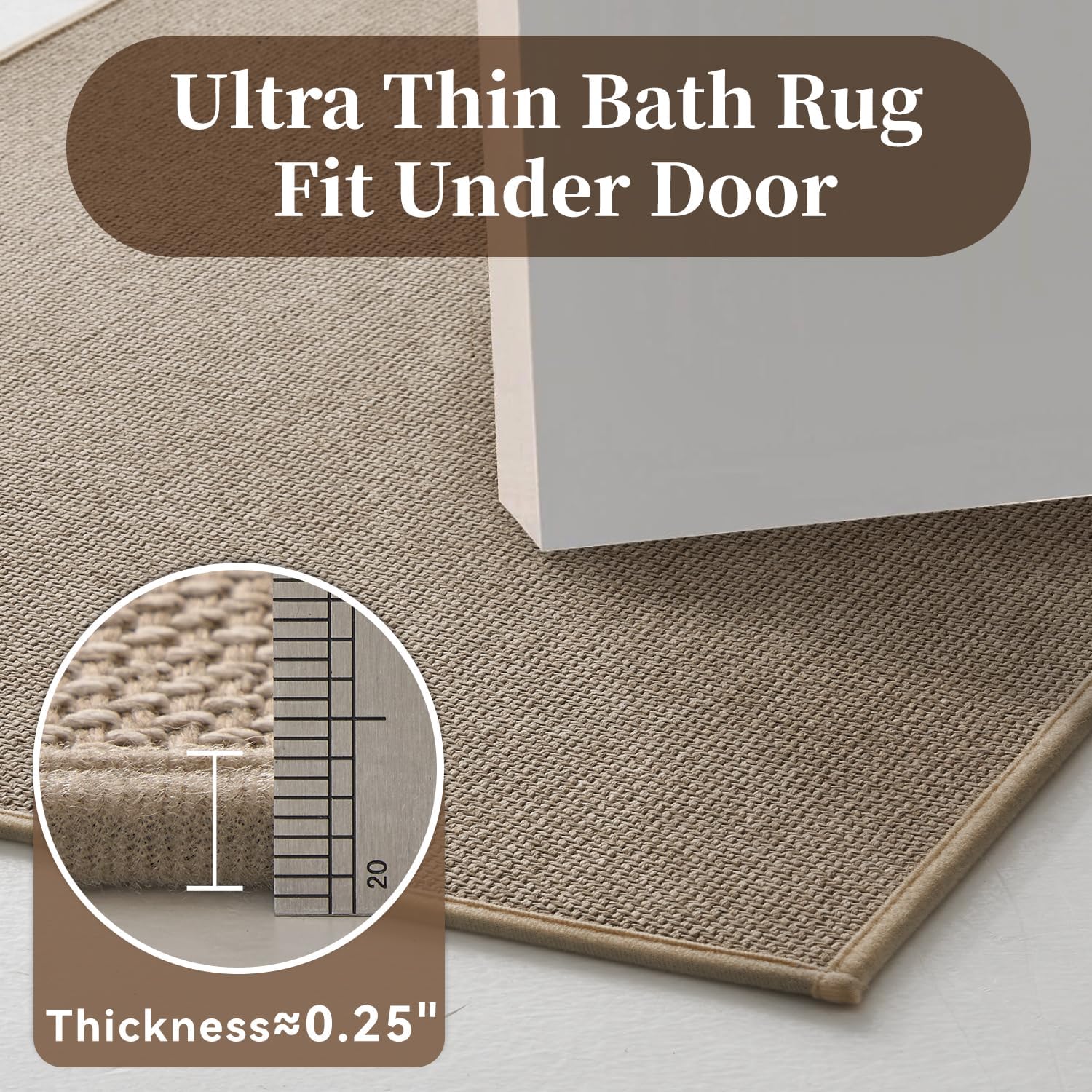 MontVoo Bathroom Runner Rug-Ultra Thin Non Slip Bath Mat Runner for Bathroom Mat Quick Dry,24"x47",Beige