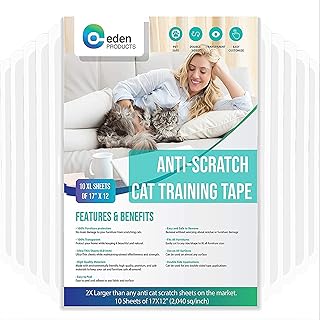 EDP Cat Scratch Training Deterrent Tape, Clear Double Sided 10XL 17x12'' Sheets. Cat Furniture Protector, Cat Couch Protector, Cat Sticky Paws Tape for Furniture, Cat Anti-Scratch Pad for Sofa Corners