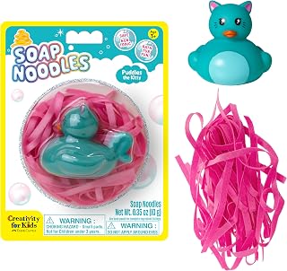 Creativity for Kids Soap Noodles Kitty Bath Set | Mix, Swirl & Play with Pink Soap Noodles & Puddles the Kitty Duck | Summer Activities & Fine Motor Skill Crafts (Ages 3+)