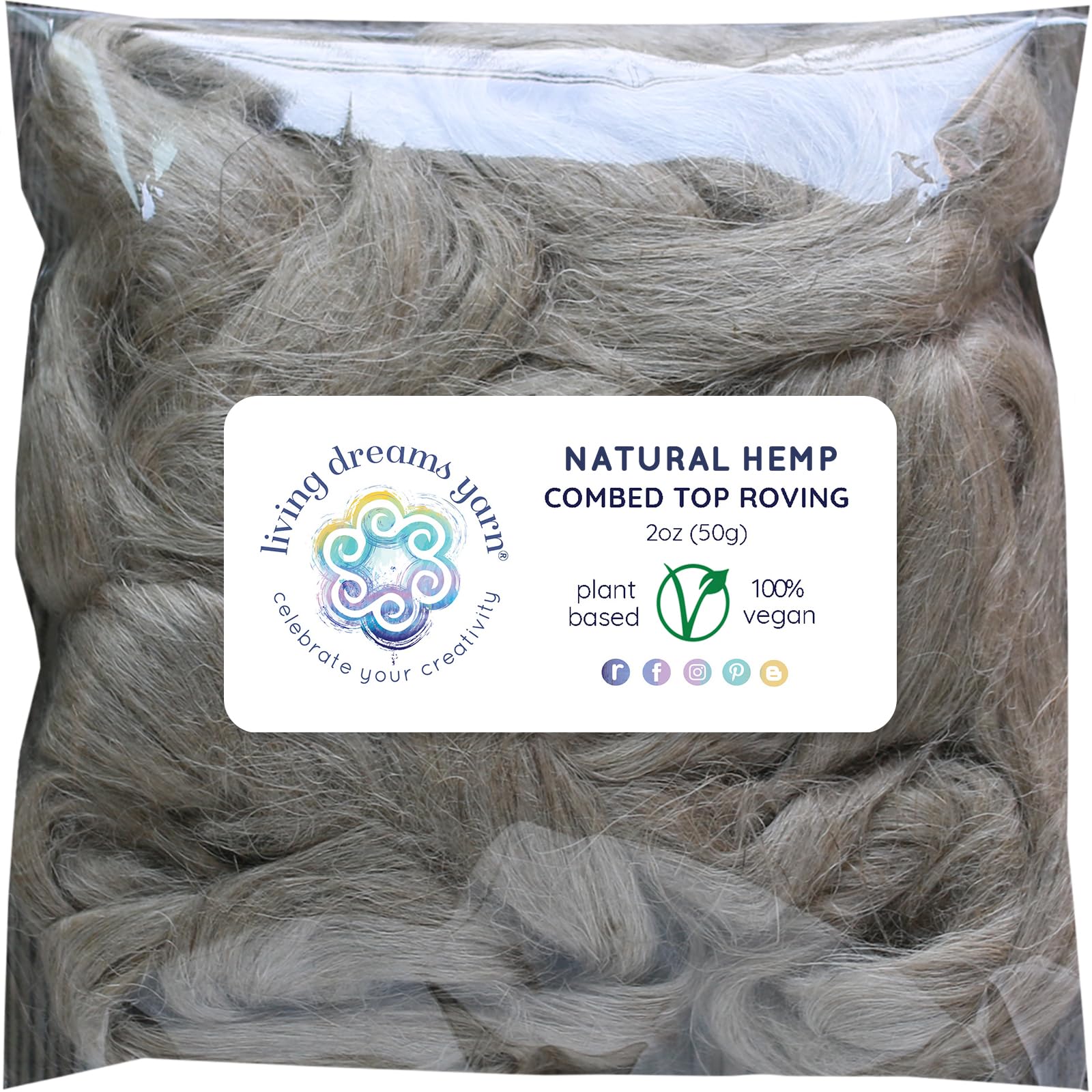 Hemp Fiber for Spinning, Blending, Felting & Fiber Arts. Natural Vegan Combed Top Roving. Natural