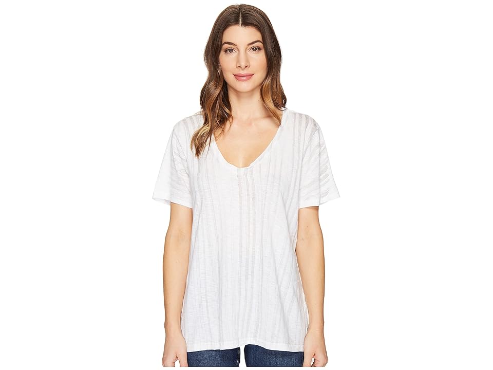 

Michael Stars Nautical Wash Short Sleeve V-Neck (Crescent) Women's Clothing, Blue