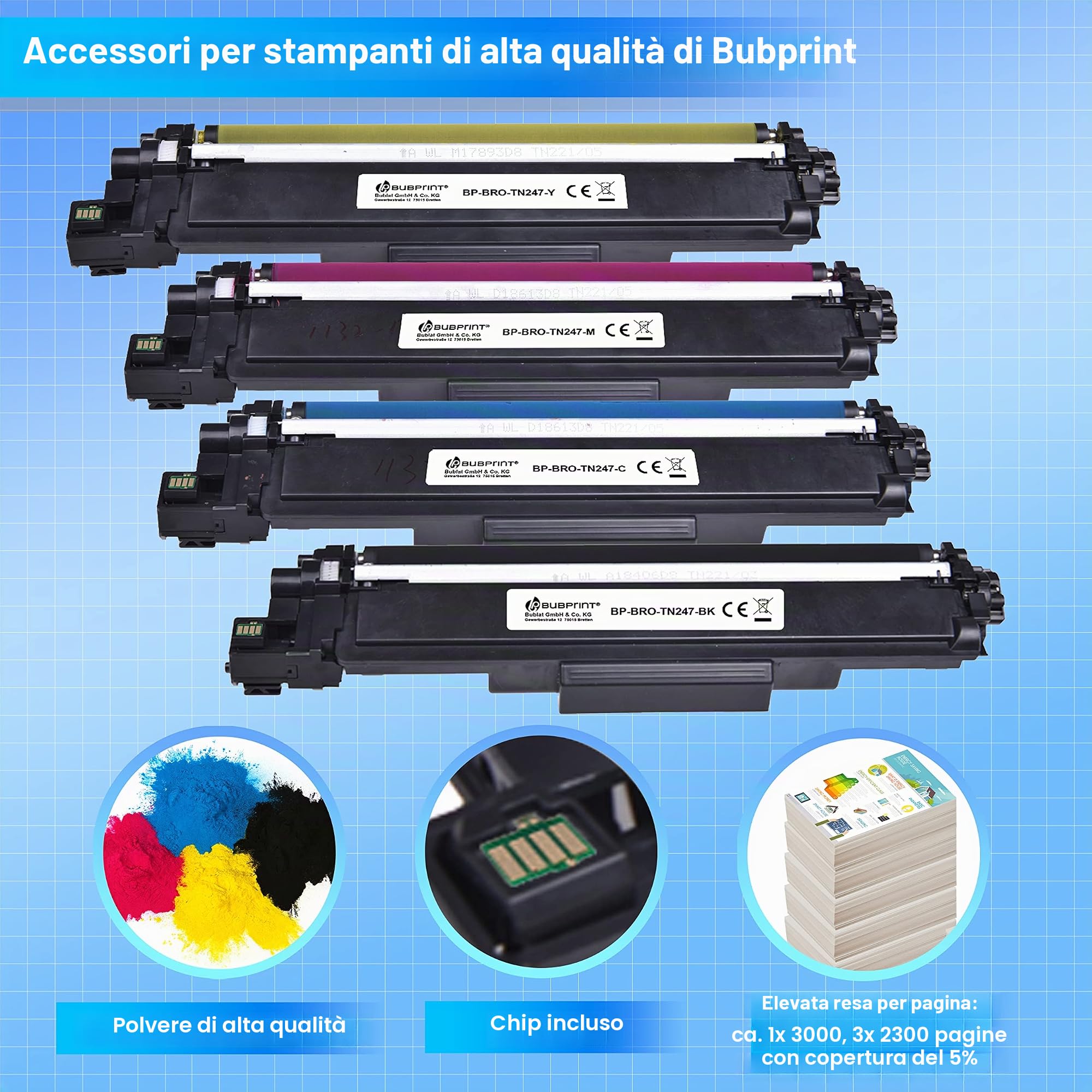 Bubprint 4 Toner compatibili con Brother TN-247 TN-243