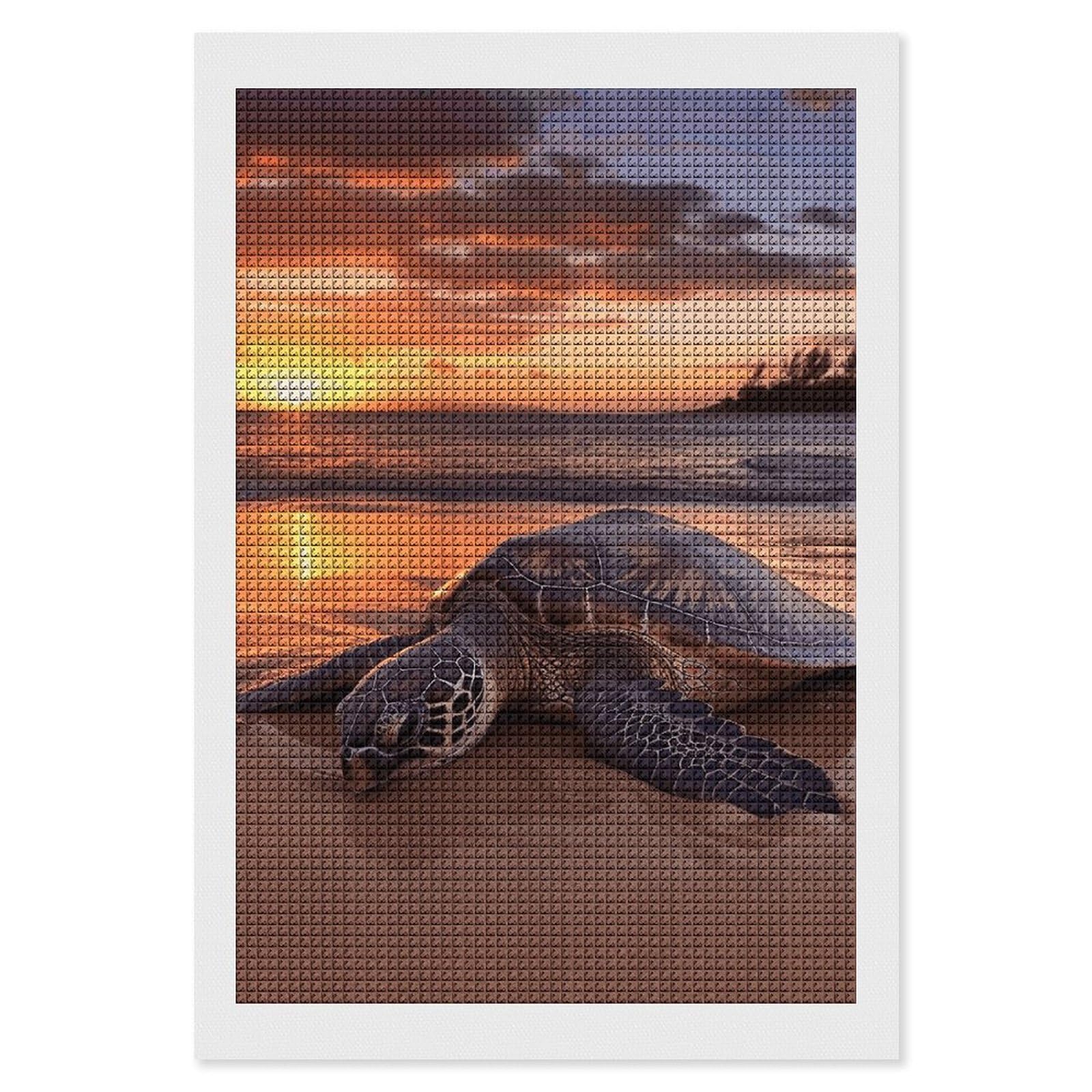 Sea Turtle Sunset Diamond Art Kits for Adults, DIY 5D Diamonds Painting Kits for Beginner, Round Full Drill Diamond Dots Painting, 8"x12" Diamonds Pictures Gem Art and Crafts Wall Decor