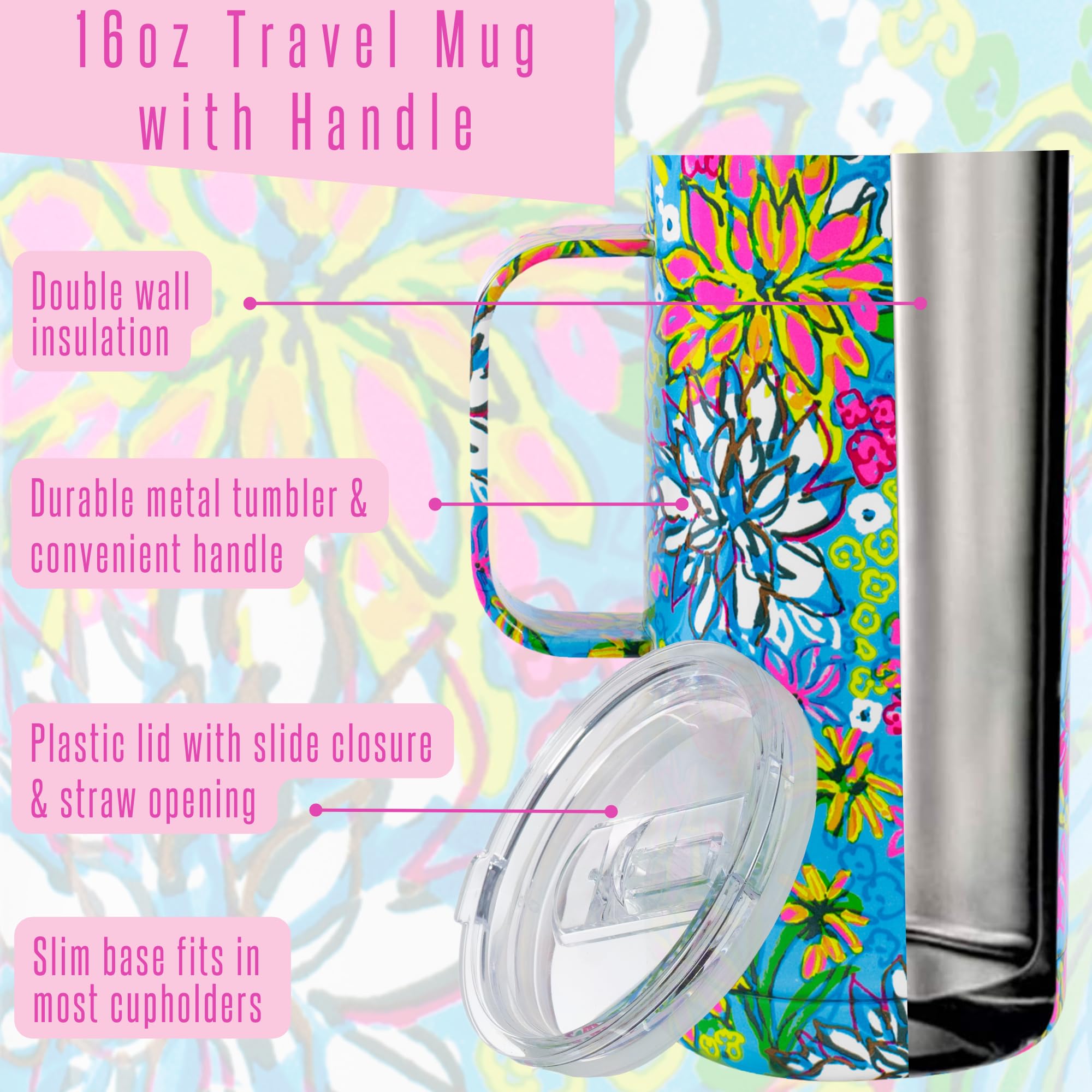 Amazon.com | Lilly Pulitzer 16 Oz Travel Mug with Handle and Lid
