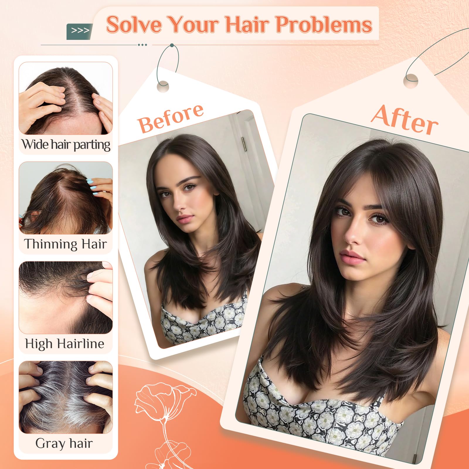 Benehair Echthaar Topper 100% Handgeknüpfte Toupets Clip in Haarteil Haar Haarstücke für Frauen #4P27 Mittelbraun/Dunkelblond Hair Topper Ohne Pony 14g 27 CM