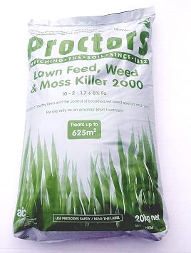 Proctors 20kg Lawn Feed Weed and Mosskiller with Iron and Magnesium