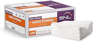 Sponsored Ad - SNL Quality 'Non-Sterile' Latex Free Gauze Sponge Pads - 8 Ply - 4" X 4" - Box of 400 (2X 200 Packs Inside)