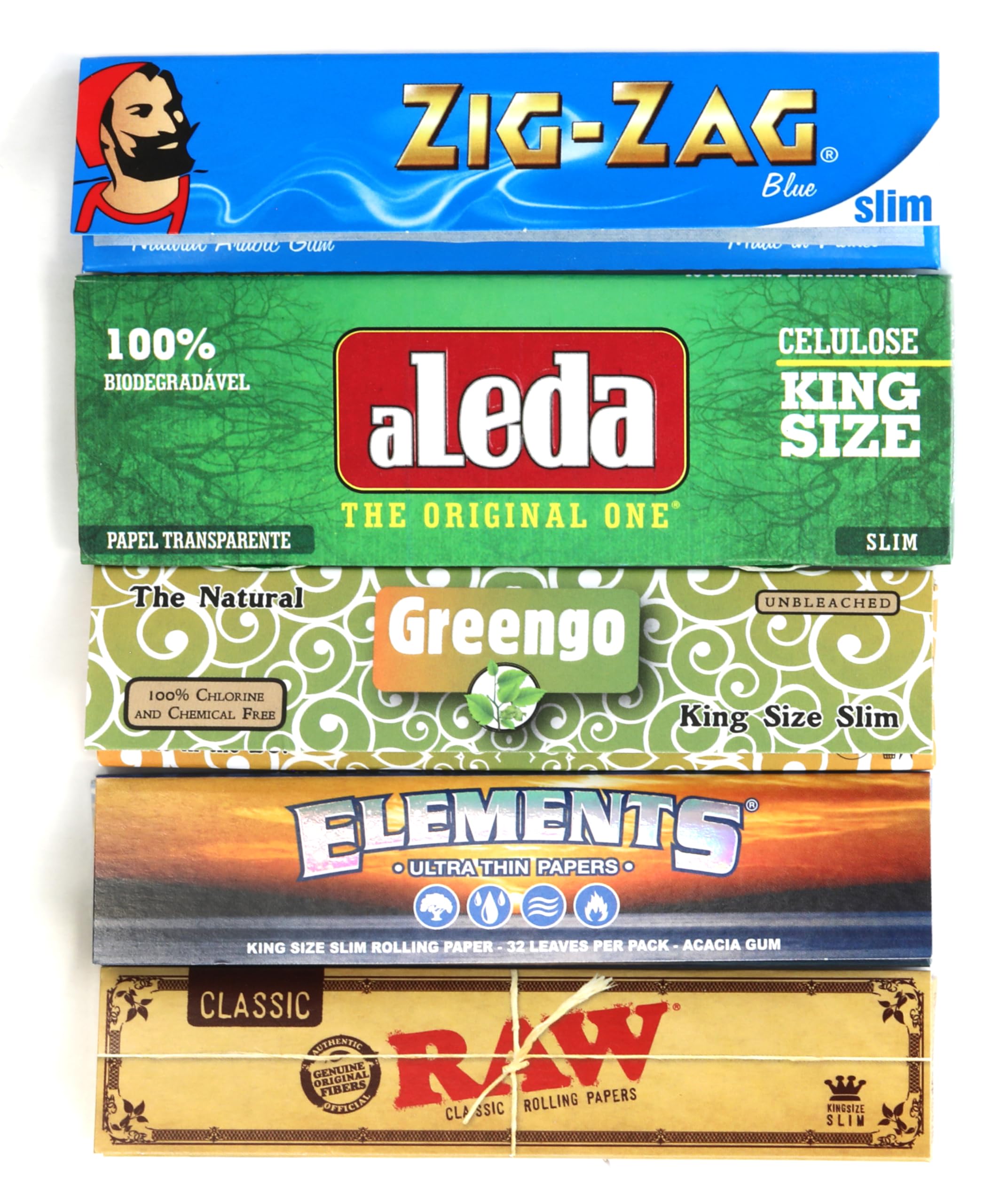 Sample Set - 5 Different Rolling Paper Booklets King Size and King Size Slim Papers