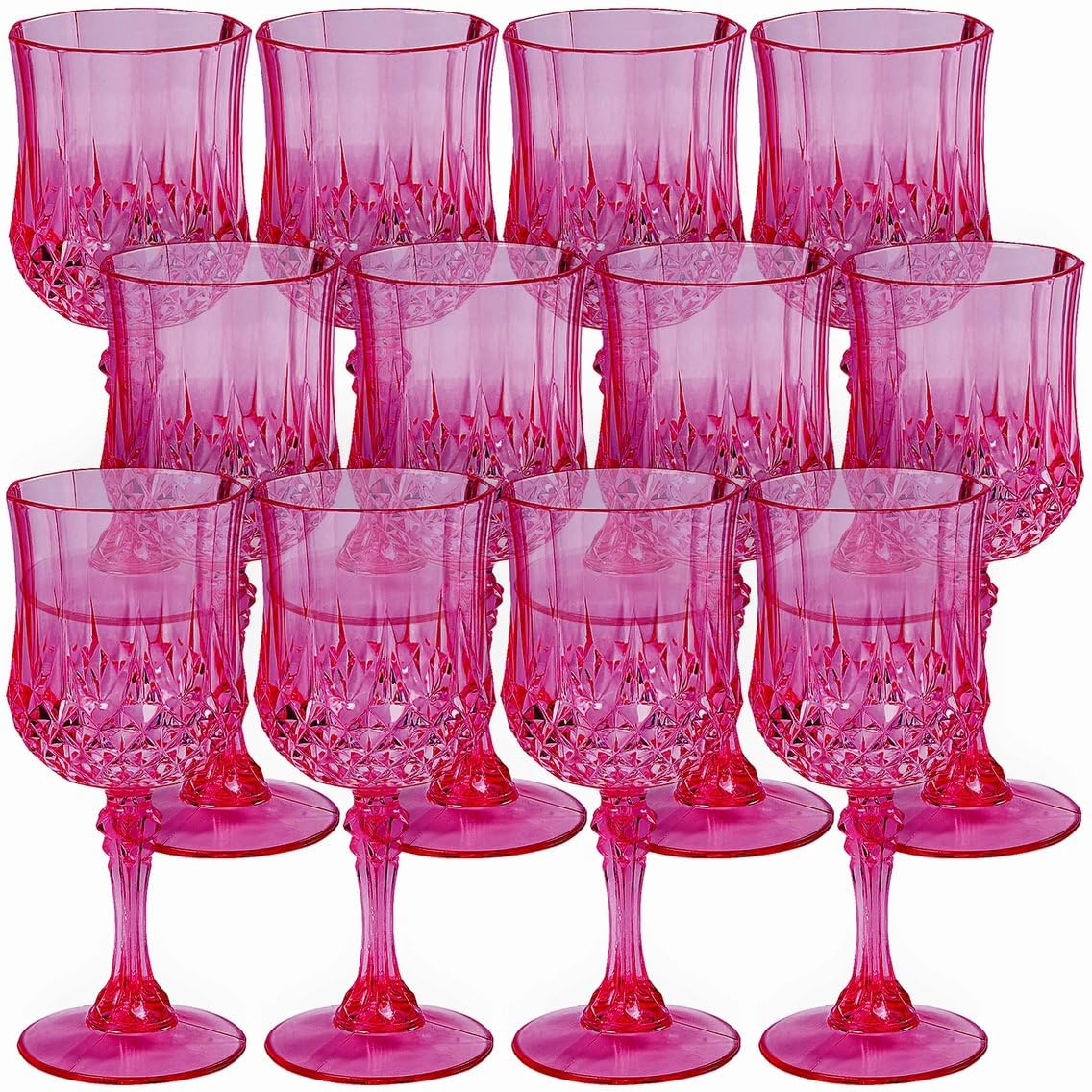 Fun Express Weingläser, Kunststoff, gemustert, Rosa, 12 Stück