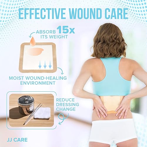 Miniatura 6 de JJ CARE Apósito de espuma de silicona de 6 x 6 pulgadas (paquete de 10), vendajes de silicona para heridas, vendaje impermeable para heridas con
