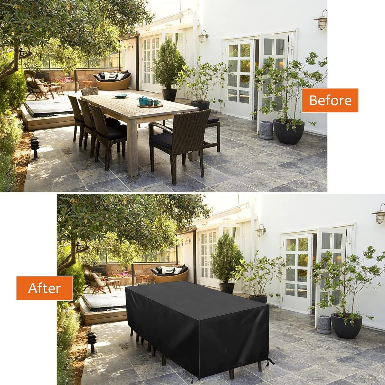 Copertura impermeabile per mobili da giardino 420D, resistente, 160 x 70 x 70 cm, per mobili in rattan, sedie e tavoli, protezione in tessuto Oxford