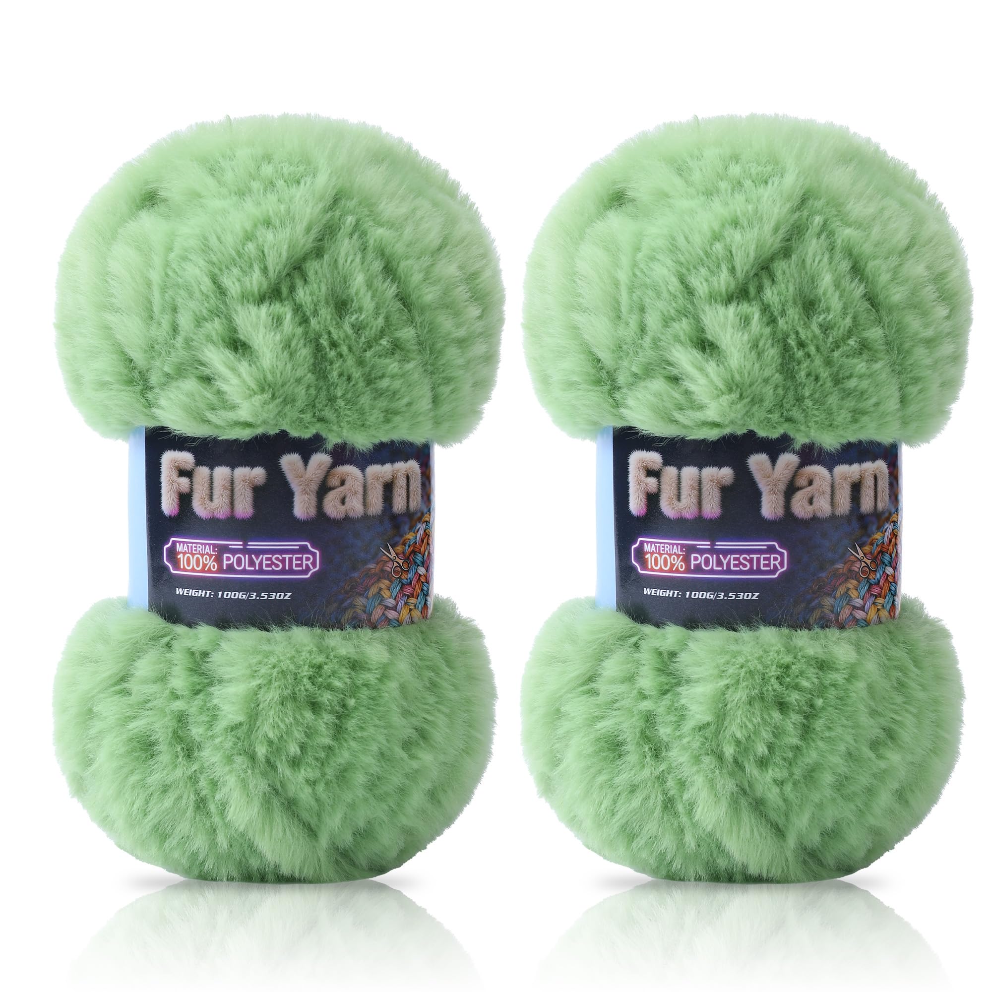 Faux Fur Yarn Soft Fluffy for Crocheting - 2 Skeins(Each 3.5oz/100g, 71yd/65m) - Chunky & Fluffy Yarn for Crochet Amigurumi, Blankets, Hand Knitting, Scarves &Crafts (2, Beige) — view 9