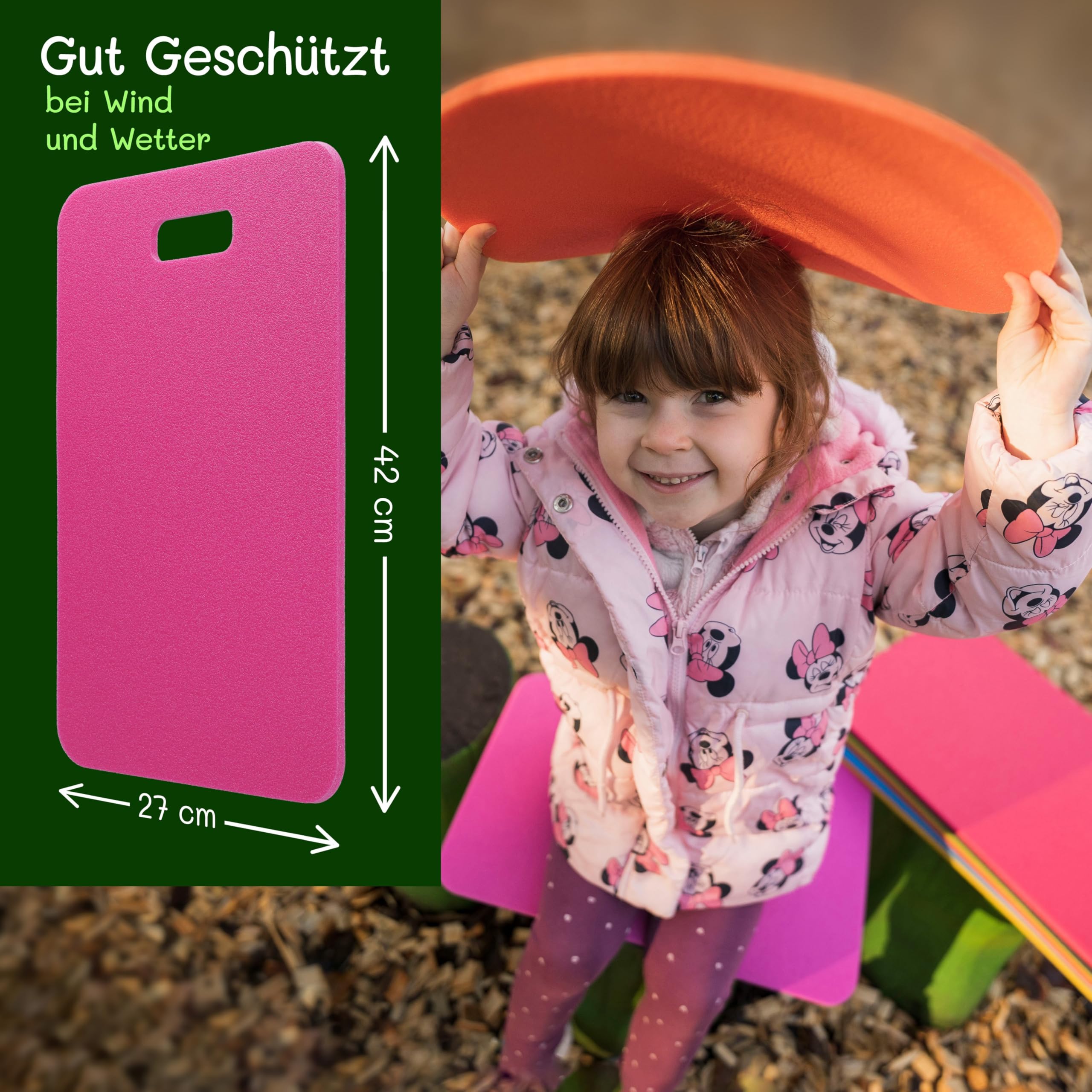 Yate 18er Set Sitzkissen – wasserdichte Outdoor Sitzunterlagen Viereckig mit Griff – Bunte Stuhlkissen in Regenbogenfarben – Ideal für Kindergarten, Schule, Ausflüge & Garten