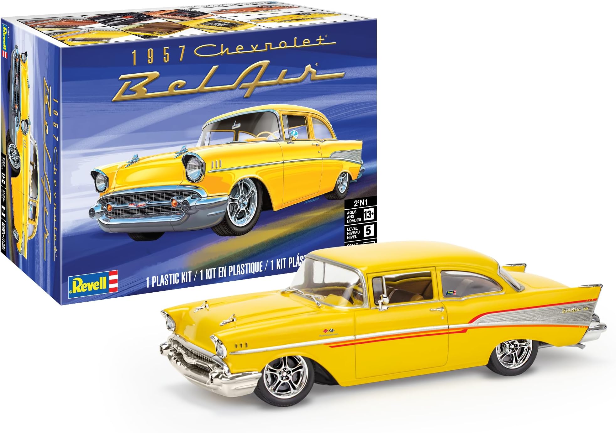 14551 '57 Chevy Bel Air Two Door Sedan 2'N1 1:25 Scale 186-Piece Skill Level 5 Model Car Building Kit