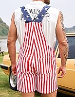 Vista 2 de OeyFnbmO Festival Bib Overalls for Men Shorts Jumpsuit Adjustable Straps Coveralls with Zipper