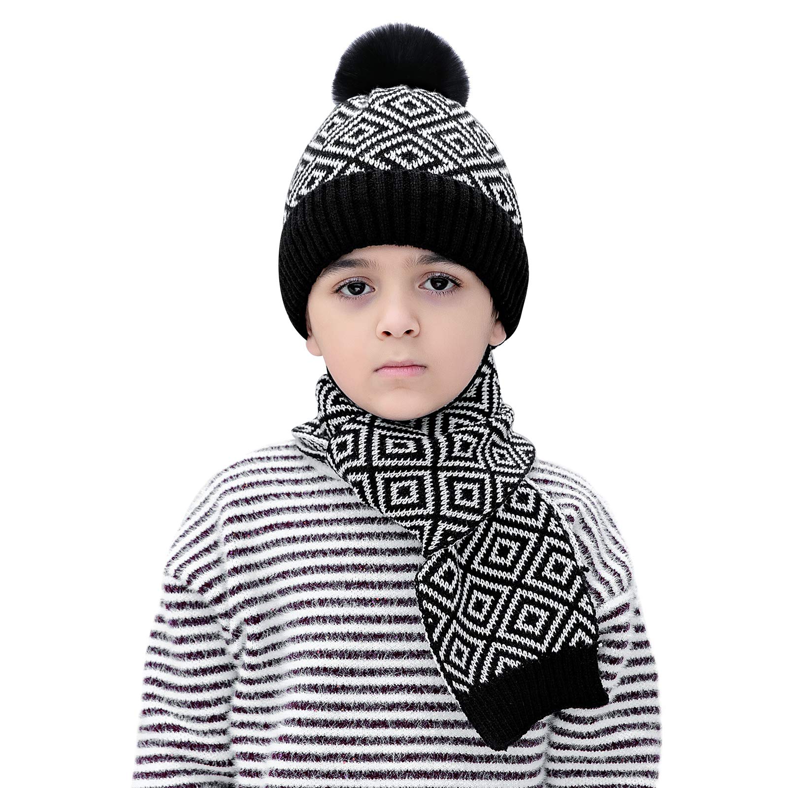 Bonnet Et Cache Cou Garcon TAGVO Hiver Tricot Bonnet Echarpe