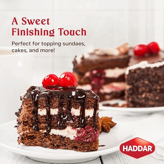 Haddar Red Maraschino Cherries, 15.2 oz | Old Fashioned Cocktail Cherries | Sweet & Vibrant Cherries for Dessert Garnish, Baking, Drinks
