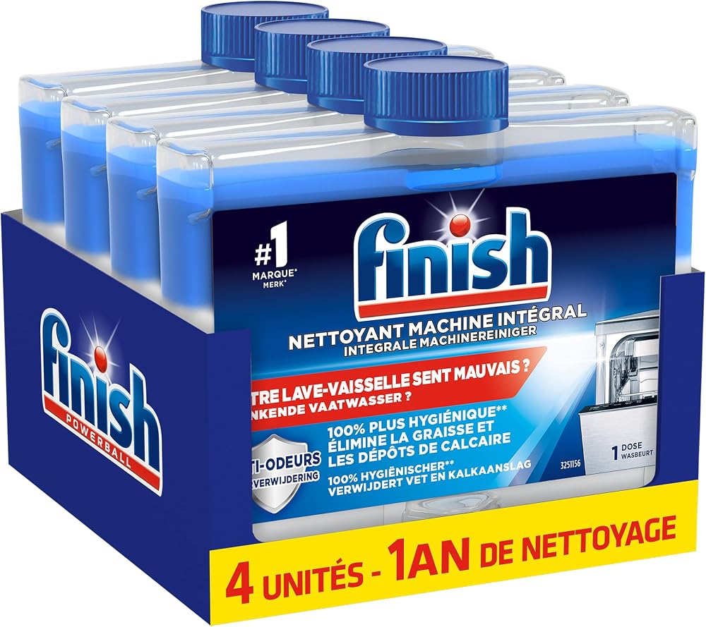 Finish Produit Lave-Vaisselle Nettoyant Machine Intégral - lot de 4 (250ml)