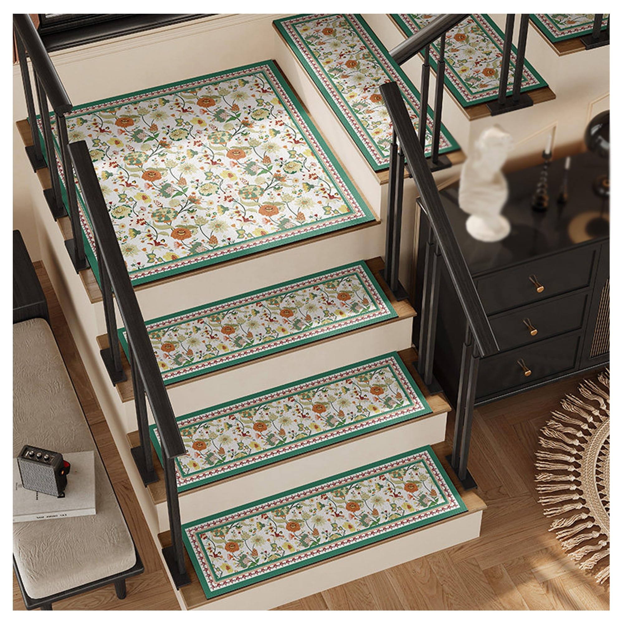 YDHSIKK Carpet Stair Treads, 1pc Peel And Stick Non Slip Stair Treads Indoor For Wooden Steps Multiple Sizes(Size6,0.7x1.8ft/22x55cm)
