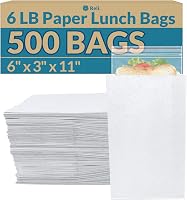 Reli White Paper Lunch Bags 500 Count - 6lb Kraft Bags for Lunches, Snacks, Crafts | Flat Bottom, Recyclable, Customizable